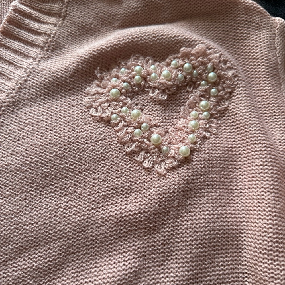 Pink Heart Patterned Women's Sweater - Picture 7 of 9